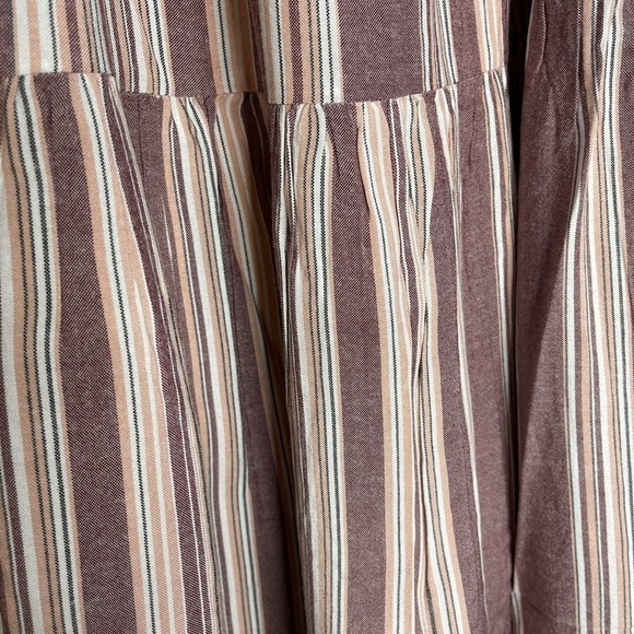𝅺new Roxy Breeze on By Brown Beige Stripe Button Up Tiered Dress US S - Picture 8 of 11